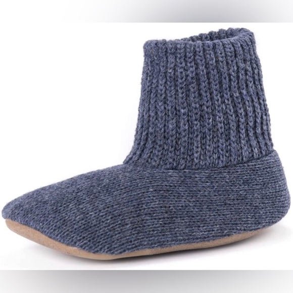 MUK LUKS Men's Morty Ragg Wool Slipper Sock, Denim size large - Picture 4 of 9